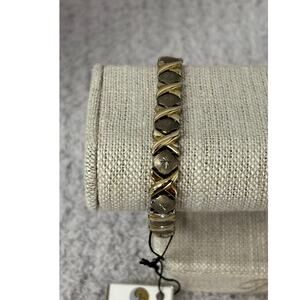 Vintage Sterling Silver Hugs & Kisses Link Bracelet 7.5" NIB #66616